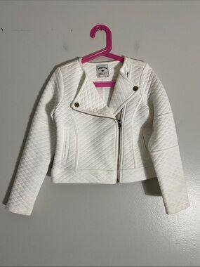 Lilt Coats Girls' White Quilted Moto Jacket